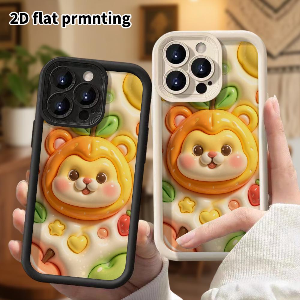 Phone Case: 2D flat design, suitable for iPhone 18 17 16 15 14 13 Pro protective case, little orange-headed lion, perfect Christmas and Halloween holi