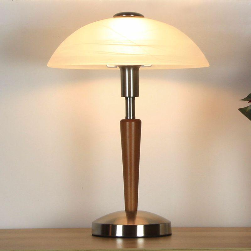 Retro American Solid Wood Glass Table Lamp for Bedroom and Living Room - Touch-Control Warm Lighting for Study