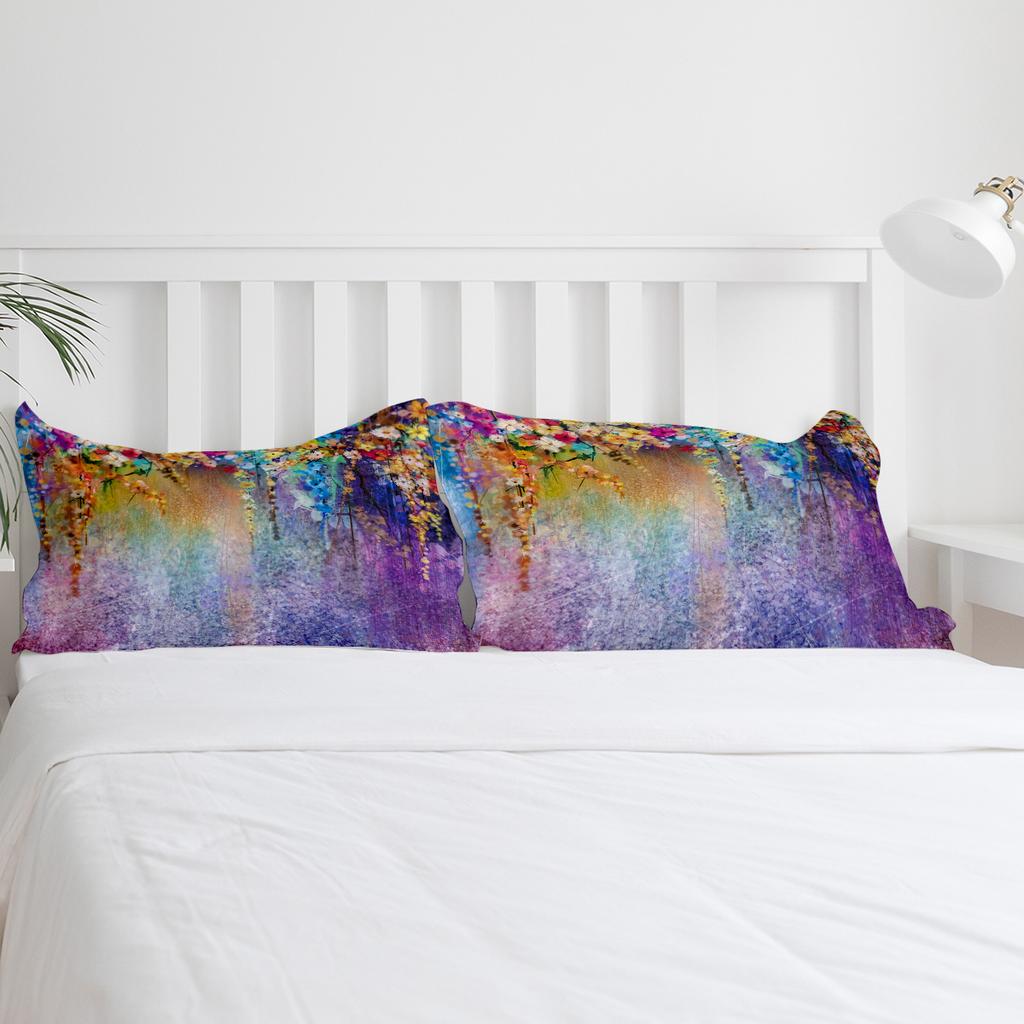 Весенние цветы лианы Сине-фиолетовый пододеяльник с наволочкой На заказ 3 предмета Комплект постельного белья Покрывало для одеяла Двуспальная кровать Домашний текстиль