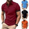 Men Tops Lapel Short Sleeve Casual Loose Fit Regular Style Tops
