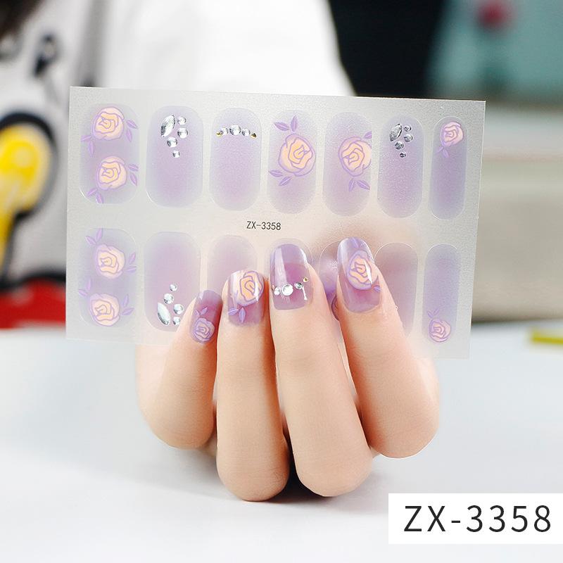 ZX 3D Waterproof No-Cure Gel Nail Wraps, Full Cover Japanese & Korean Style Spring & Summer Nail Stickers, Nail Patch Films