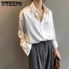 Fashion Button Up Satin Silk Shirt Vintage Blouse Women White Lady Long Sleeves Female Loose Street Shirts