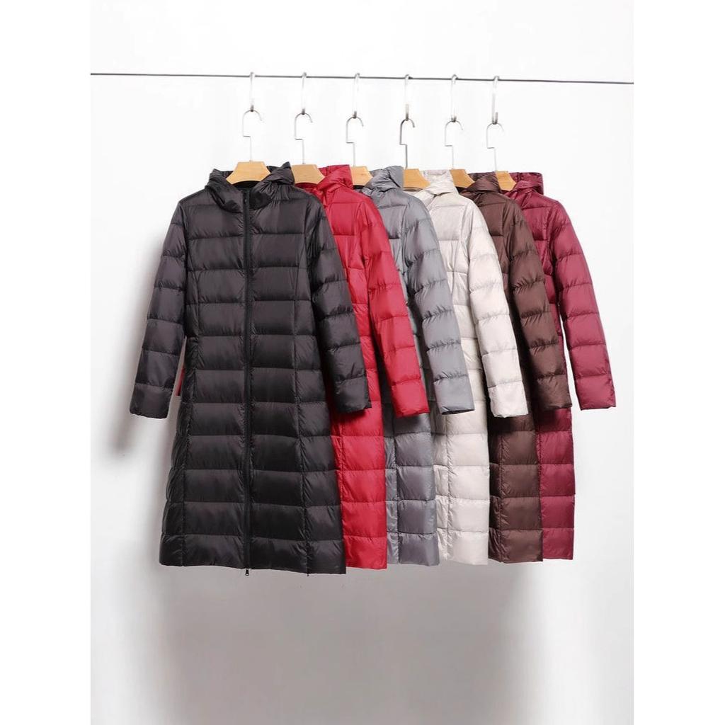 Women Hooded Long Puffer Jackets White Duck Down Autumn Winter Ultra Lightweight Keep Warm Coats
