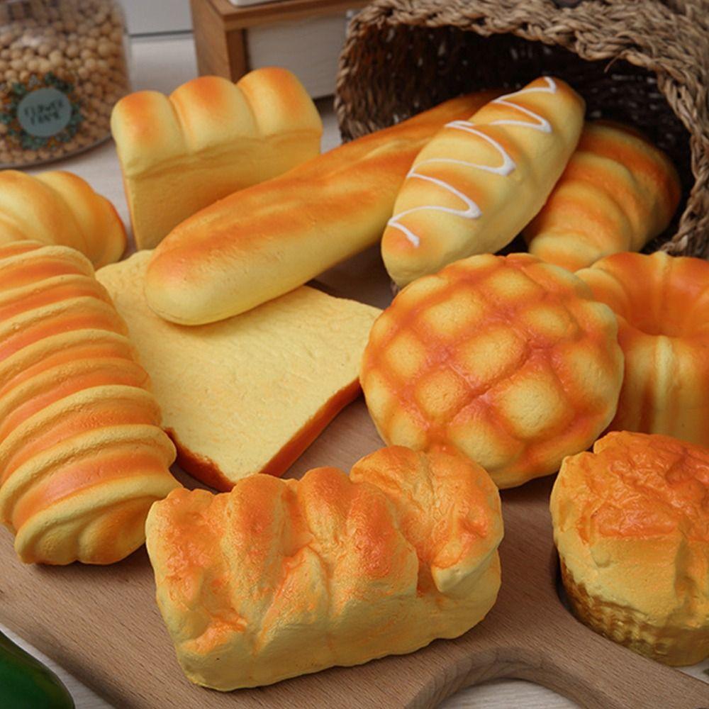 Yellow Artificial Bread Models Toast Model Pinch Le Funny Stress Relief Toy  Kids