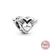Аутентичные стерлингового серебра 925 пробы Love You Mom Heart Шарм из бисера подходит для милого модного браслета ювелирных украшений в подарок для женщин