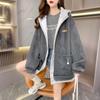 Women's Autumn and Winter Thickened Hooded Jacket Knitted Zipper Jacket Large Size Women's Tops