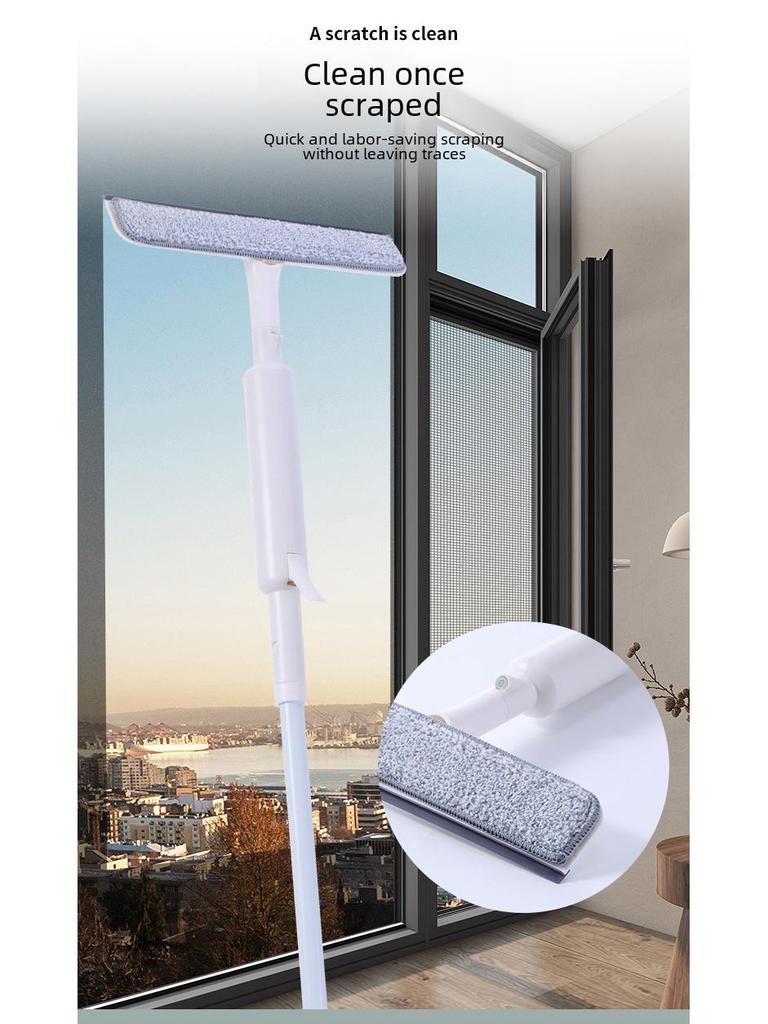 Double-Sided Window Cleaning Tool with Extendable Spray Scraper