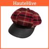 Winter Trendy Fall Plush Octagonal Beret With Grid Design For Womens Fashion