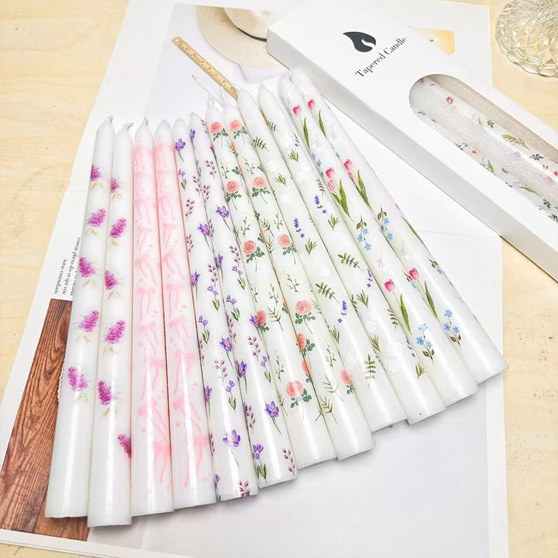 2 шт./коробка печатных свечей свадебные украшения бездымные свечи во французском стиле длинная элегантная свеча 25 см