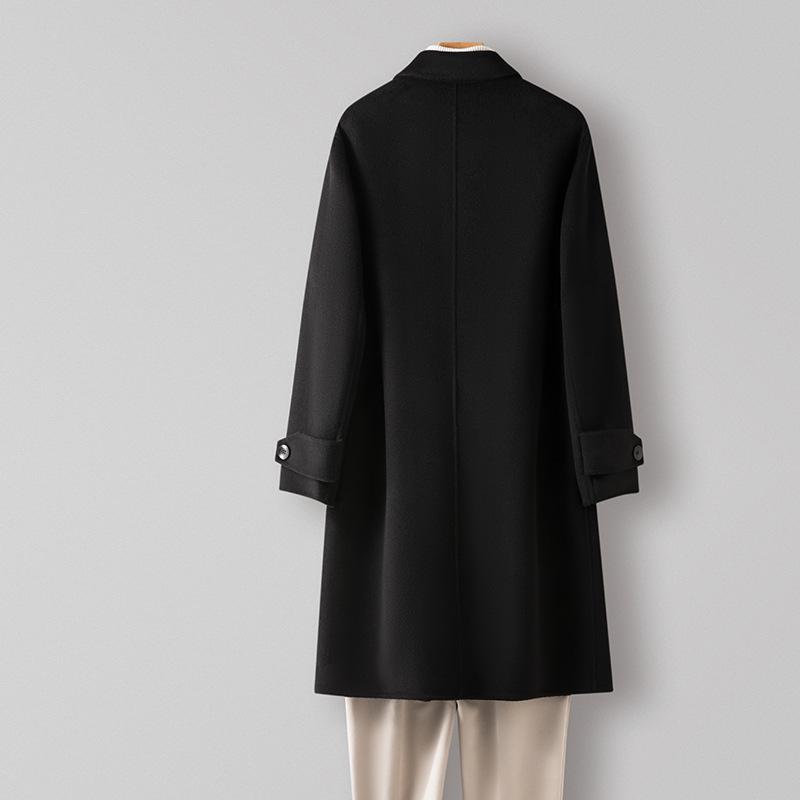 100% Wool Cashmere-free Coat Long Lapel Wool Coat Men's High-end Business Woolen Coat