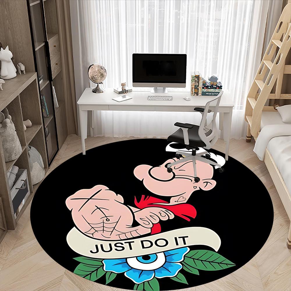 1PC Popeye Office Round Rug, Non-slip, Soft and Durable Office Rug for Interior Decoration, Perfect for Office, Beautiful Decoration