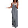 Lady Jumpsuit Collarless Spaghetti Strap Backless Sleeveless Loose Wide Leg Full Length Overalls Casual Daily Wear Outfit