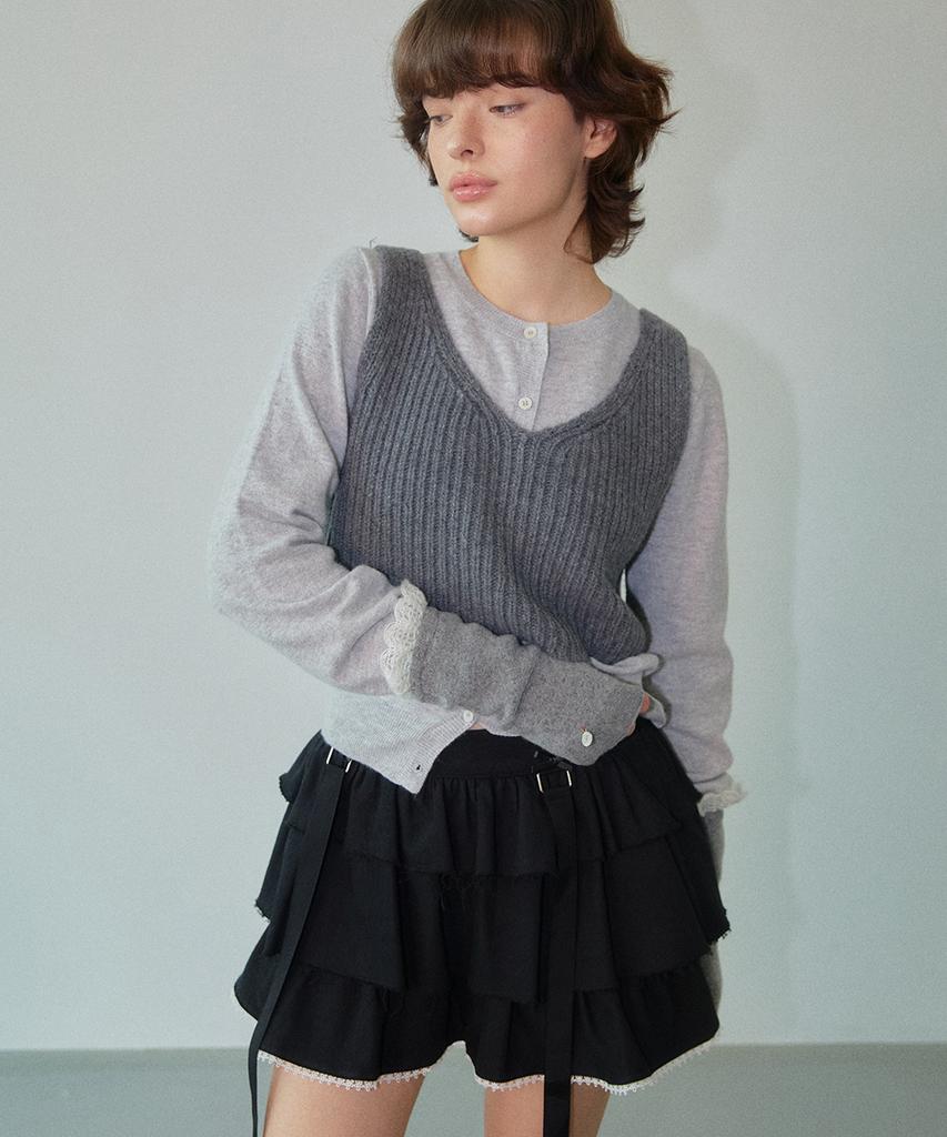 Wove Moment Ruffle Mini Skirt With Strap Tie Black Wbdfsk001Bk