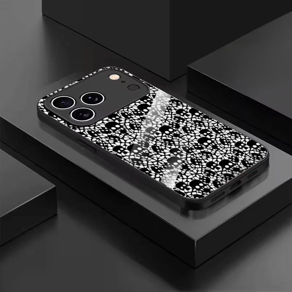 Halloween Style Skull Glass phone case mobile phones for iphone 17 pro max cover for iPhone 17 16 15 14 13 12 11pm Pro Plus