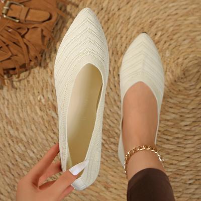 Мода 2025 Новые Женские Балетки Туфли с Острым Носком Повседневные Дышащие Женские Балетки Женские Вязаные Слипоны Лоферы Zapatos De Mujer