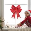 23.6in Lighted Red Christmas Decorations Wreath Outdoor Christmas Navidad Hanging for New Year Fireplace Table Centerpiece