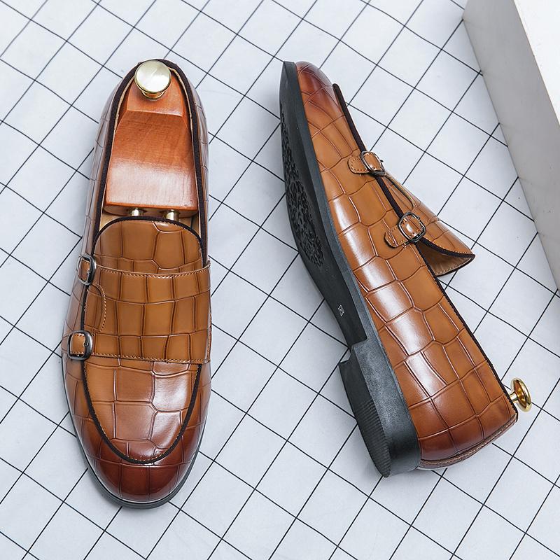 New Arrival Mens Loafers Punk Style Man Formal Shoes Slip-On Men Dress Shoes Outdoor Monk Strap Shoes Versatile Driving Footwear