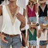 Women's Guipure Lace V Neck Tank Top Sleeveless Casual Camisole Lace Shirt V Neck Pullover Loose Casual Shirt
