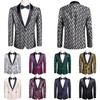 Mens Suit Floral Paisley Tuxedo Closure Collar Single Breasted Blazer Wedding