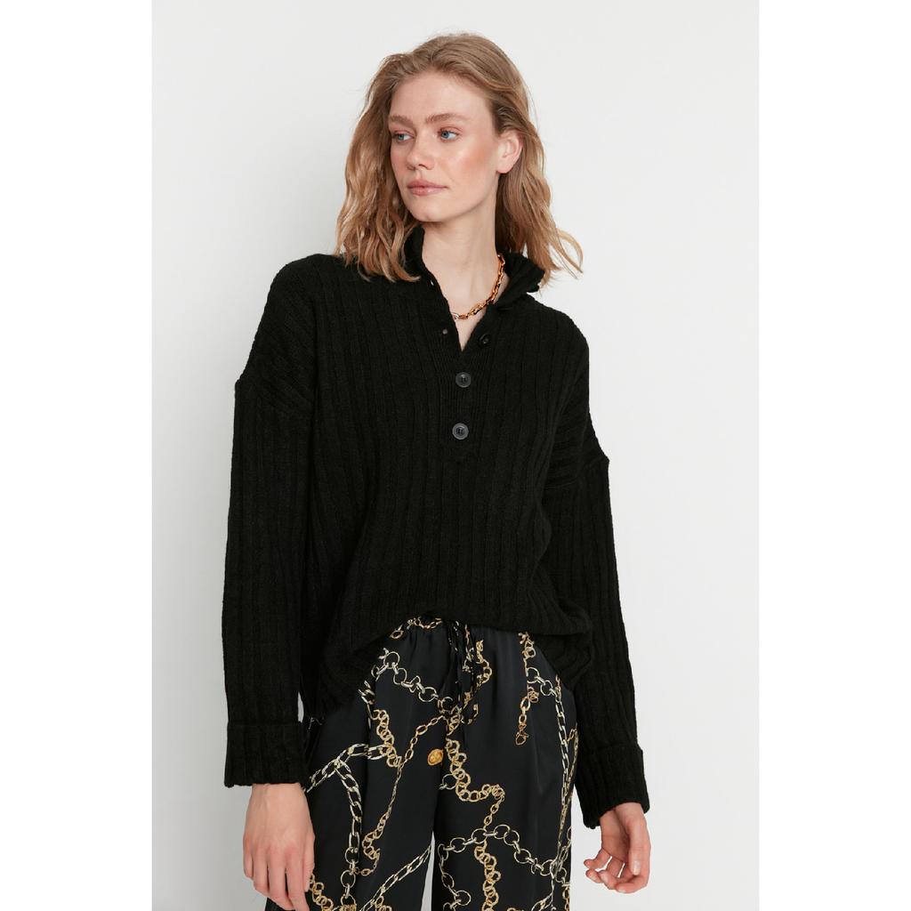 Бежевый вязаный свитер с широким узором и мягким текстурированным высоким воротником Twoaw21kz0783