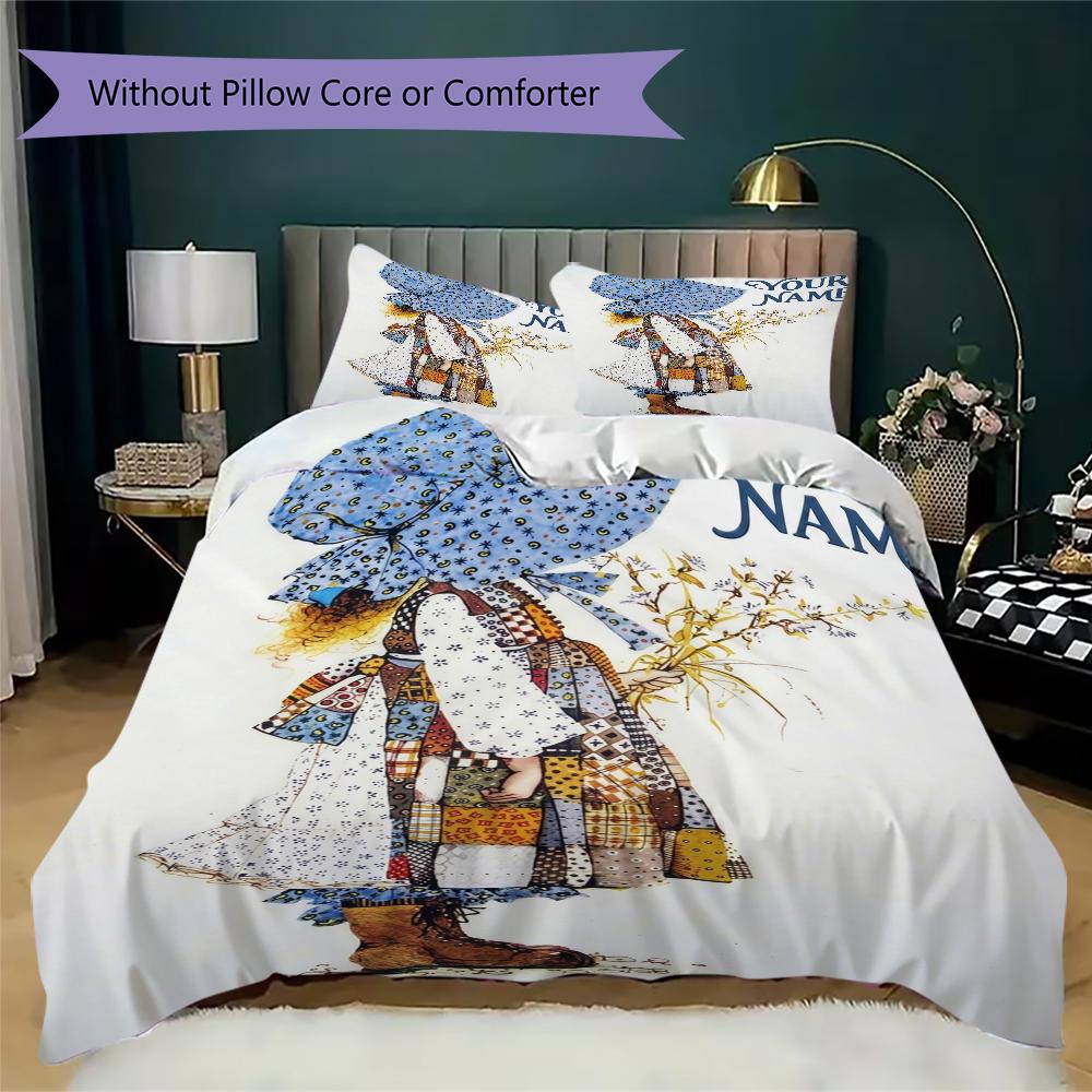 Custom Name Holly Hobbie Bedding,Quilt Set Quilt Cover Pillowcase Home Birthday Gift(1 * duvet cover + 2 * pillowcase, without core)_xia