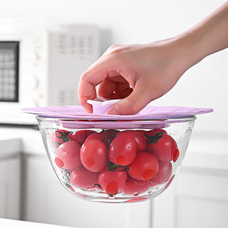 20*20cm Cute Flower Silicone Fresh-keeping Lid Kitchen Round Bowl Lid (No FDA Certificate, BPA Free)
