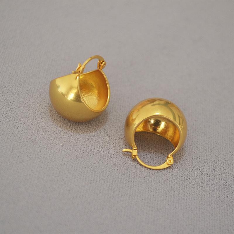 Серьги Celi Style Ретро Преувеличенные Полые Шары Простые Модные Темпераментные Латунные Позолоченные Серьги Женщины