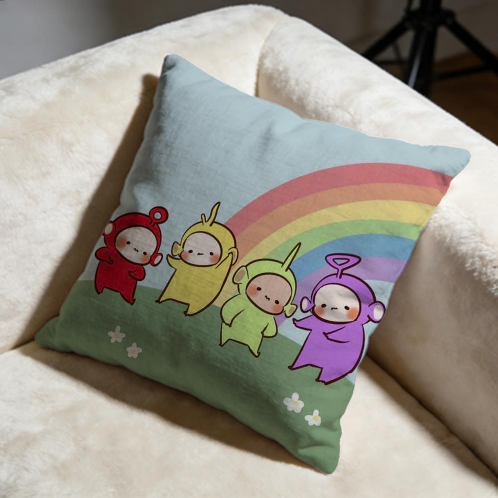 Popular TTeletubbiesed Cushion Cover Soft Decorative Pillow Case Suitable for Bedroom Sofa Car Travel Use