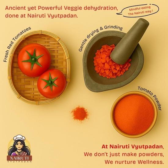 Nairuti Vyutpadan Tomato Powder 250g | 100% Pure Dehydrated Tomato Powder | Rich Flavor for Cooking, Soup, Sauce, Gravy, Pasta & Snacks