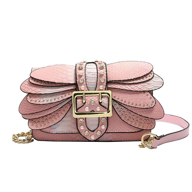 2025 Luxury Handmade Pearl Rivet Butterfly Wing Crossbody Shoulder Bag New Fashion Women Designer Handbag Retro Chain Square Bag