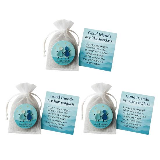 Хорошие друзья как морское стекло, памятный подарок, искусство из морского стекла, карманный жетон-обнимашка с карточкой, подарки дружбы для подруг