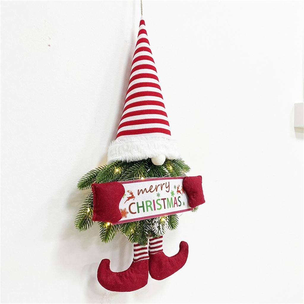 Рождественский светящийся венок, рождественское украшение Рождественский венок безликий старик рождественский подвесной дверной подвесной праздничный орнамент со светящейся гирляндой