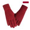 Thickened Knit Touchscreen Gloves Women's Warm Cold Resistant Simple Fleece Wool Gloves Touchscreen Enabled
