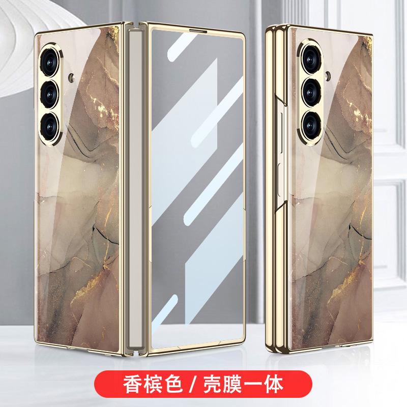 Роскошный гальванизированный чехол из окрашенного стекла для Samsung Galaxy Z Fold 7 6, защитная крышка из стекла для заднего экрана для Galaxy Z Fold7