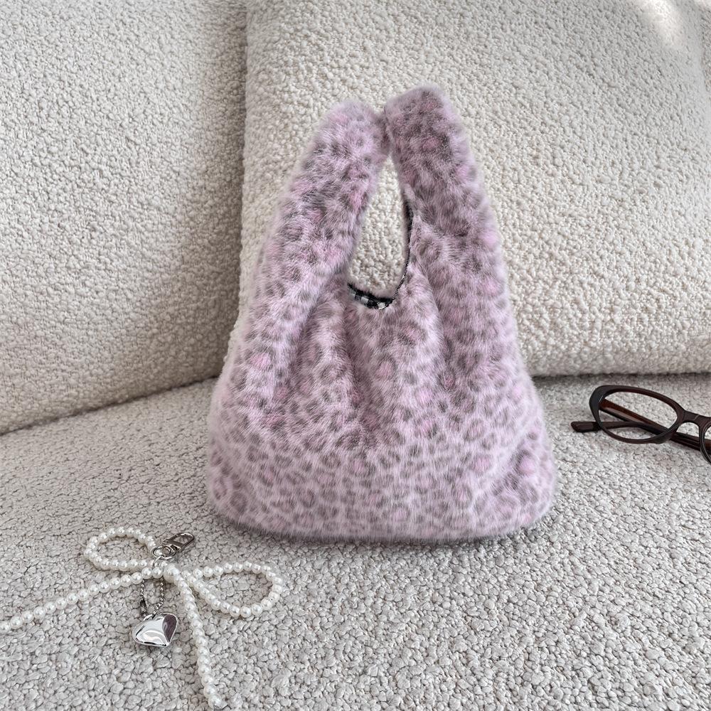 Женский клатч с леопардовым принтом, мягкий плюшевый, осенне-зимний, модная сумочка, тоут, для хранения