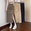2024 Stylish Korean High Waist Slim A-Line Slit Mid-Length Skirt