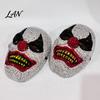 Clown Cosplay Mask Halloween Rhinestone Mask, Creepy Joker Full Face Sparkling Scary for Masquerade Costume Party