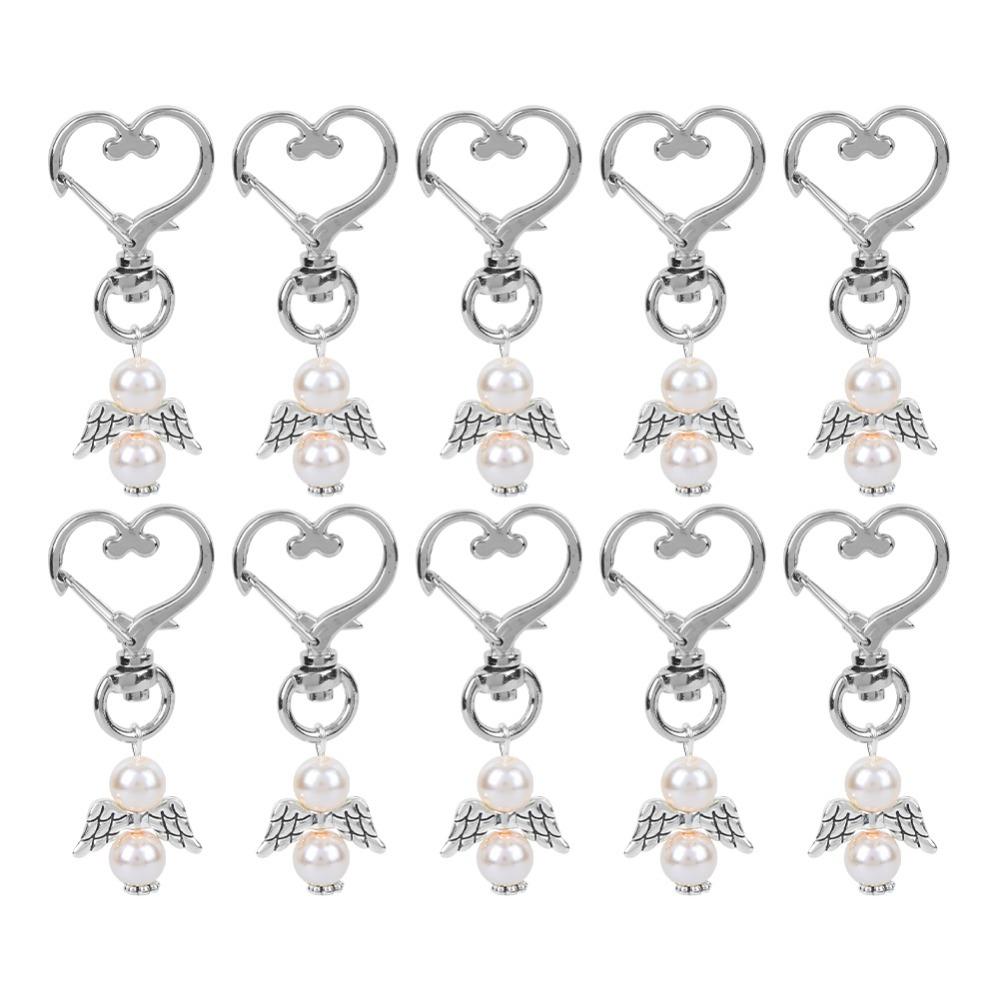 10pcs White, Pink, Blue Alloy Guardian Angel Charm Daily bag pendant and key storage decoration