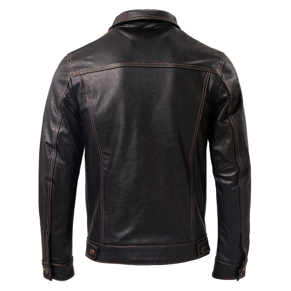 Китайский размер, классическая куртка из натуральной коровьей кожи 507 для мужчин, синяя, черная, приталенная, натуральная кожа, мужская одежда, осенняя, азиатского размера