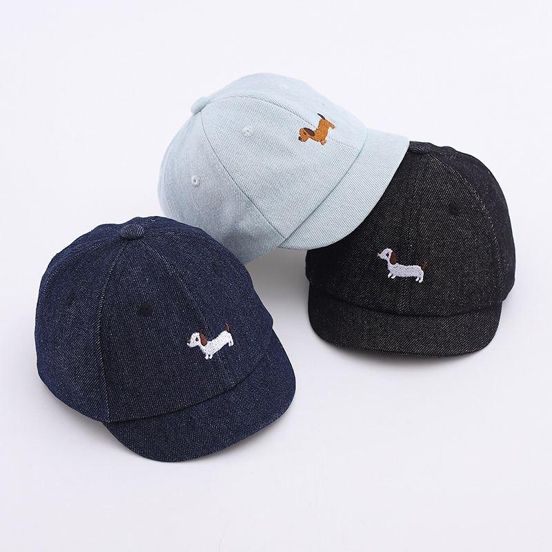Cute Dog Embroidery Baby Baseball Cap Summer Short Brim Infant Boy Girl Peaked Hat Adjustable Toddler Casual Sunscreen Caps