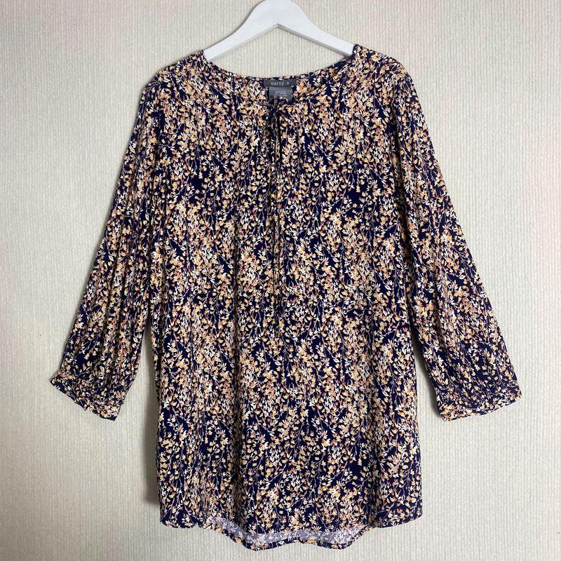 Export Fashion Original Order Leftover Stock Rayon Print Round Neck Tied Pullover Three-Quarter Sleeve Shirt Women's Cool Western Style Autumn