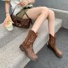Ziyan Vintage British Travel Wear Western Boots Embroidered Knight Boots Short Boots Women's Martin Boots Merard Summer