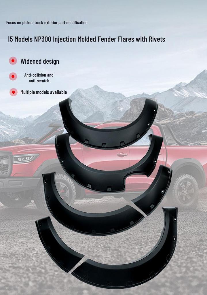 Матовые заклепочные расширители крыльев для Nissan NP300 15-модели - Модификация внешних грязезащитных щитков