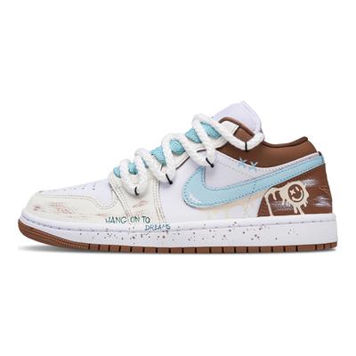 Air Jordan 1 Sea Salt Coconut Устойчивые к истиранию Низкие винтажные баскетбольные кроссовки Унисекс Белый Синий Коричневый DC0774-202(Команда864-)