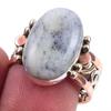 Natural Dendrite Opal Gemstone 925 Sterling Silver Two Tone Ring Size 9.5 U3k01