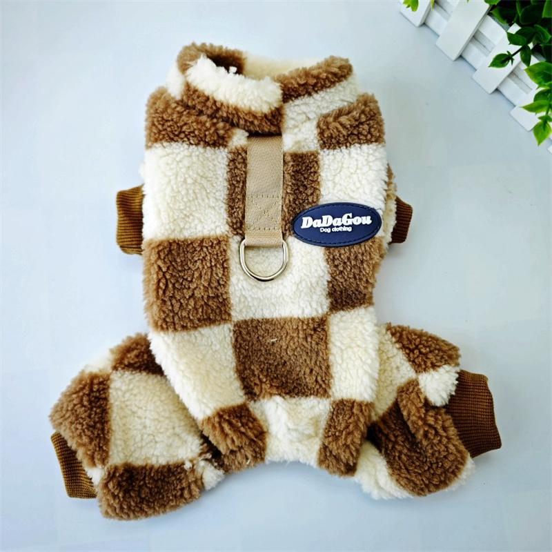 Fashion Plaid Puppy Cat Dog Jumpsuit Pajamas Winter Warm Pet Overalls for Small Dogs Pomeranian Chihuahua Mascotas Clothes Pants
