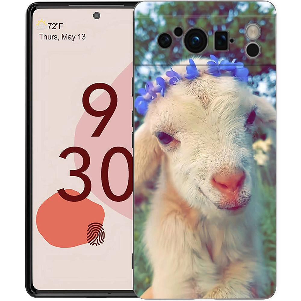 Мультяшный Милый Козел Чехол для Телефона для Google Pixel 10 9 8 7 6 Pro XL 9A 8A 6A 7A 5G Мягкий Ударопрочный ТПУ Черный Чехол