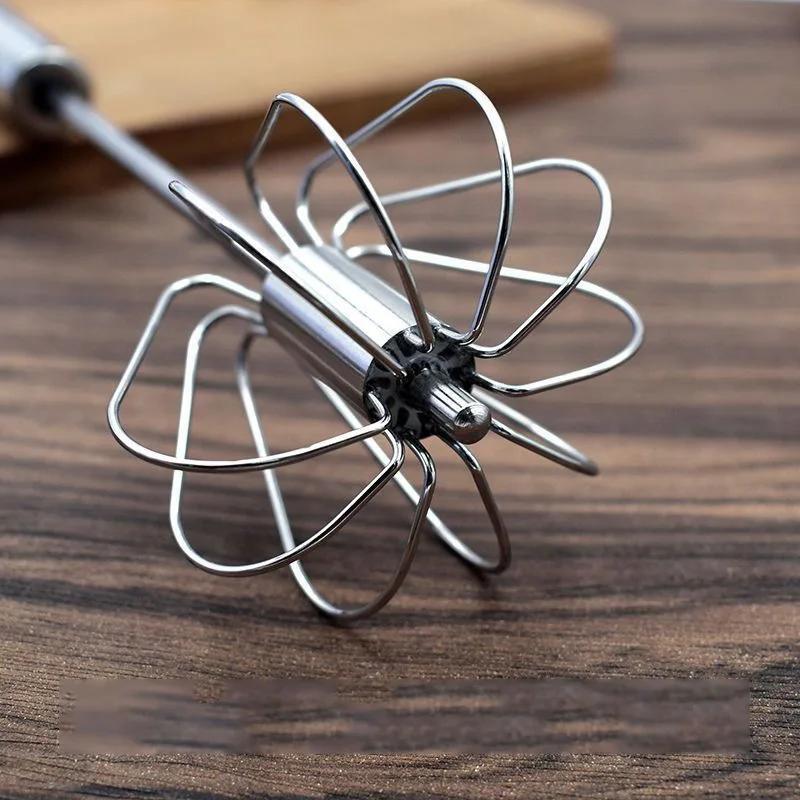 Stainless Steel Semi-Automatic Egg Beater - Multifunctional Manual Milk Frother & Whisk for Mixing, Baking, and Cooking