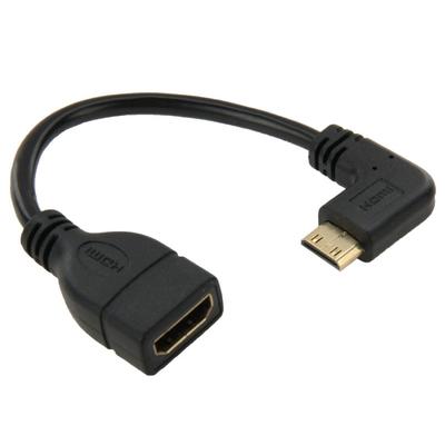 16 см позолоченный мини HDMI Male to HDMI 19 Pin Female Cable, 90 градусов прямой угол