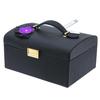 [Q0653] - Black Purple 'Humeur Fleurie' Jewelry Box - 22. 5x18. 5x11. 5cm
